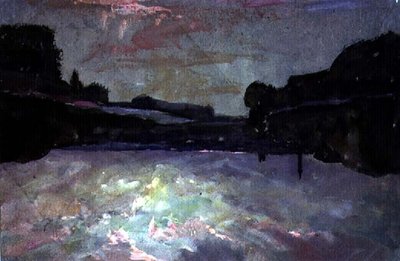 川に沈む夕日 作： Francis Abel William Taylor Armstrong