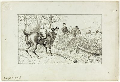 狩猟シーン馬と投げられた騎手 作： Francis Arthur Fraser