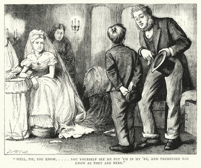 チャールズ・ディケンズの「Great Expectations」のイラスト（彫刻）。 作： Francis Arthur Fraser