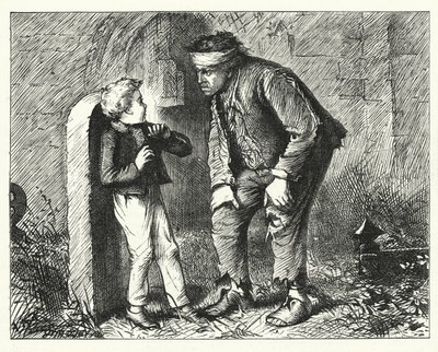 チャールズ・ディケンズの「Great Expectations」のイラスト（彫刻）。 作： Francis Arthur Fraser