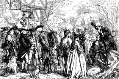 ブリストルの戸外で説教するジョンとチャールズ・ウェスレー、1739年、1868年 作： Francis Arthur Fraser