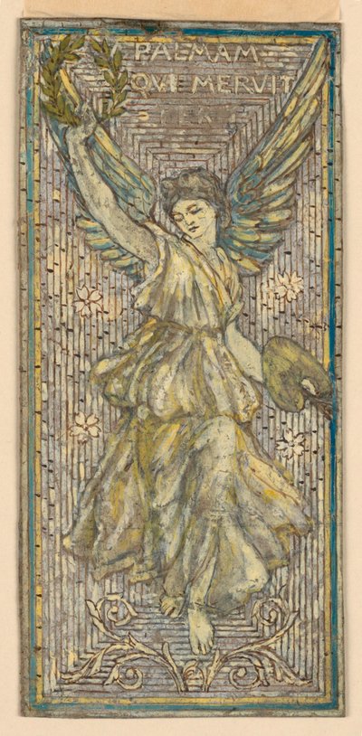 画家に敬意を表してモザイクまたはステンドグラスの窓のデザイン (「Palmam Qui Meruit Ferat」) 作： Francis Augustus Lathrop