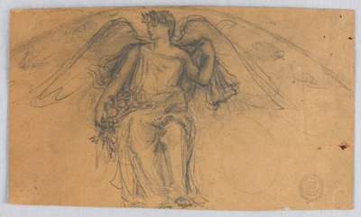 花を持つ天使のスケッチ 作： Francis Augustus Lathrop