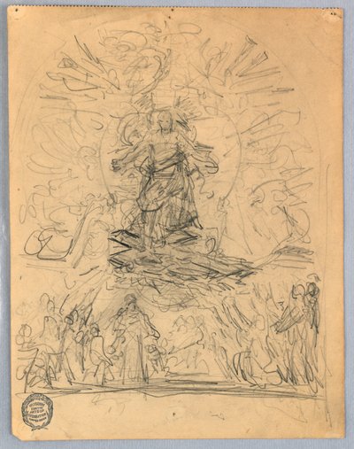十字架上の図のスケッチ 作： Francis Augustus Lathrop