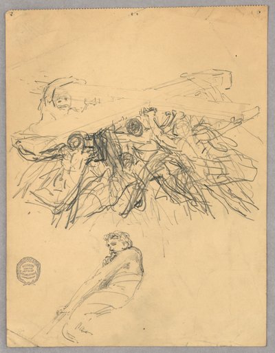 十字架を持つ人物のスケッチ 作： Francis Augustus Lathrop