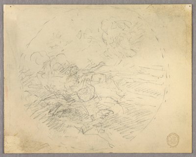 円の中の人物のスケッチ 作： Francis Augustus Lathrop