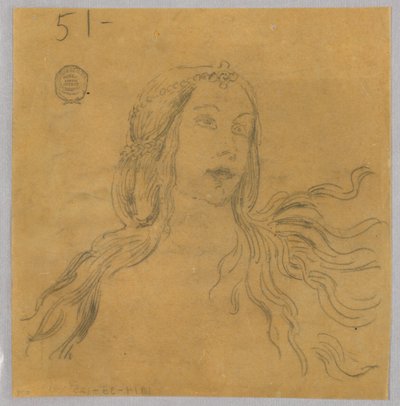 女性の頭のスケッチ 作： Francis Augustus Lathrop