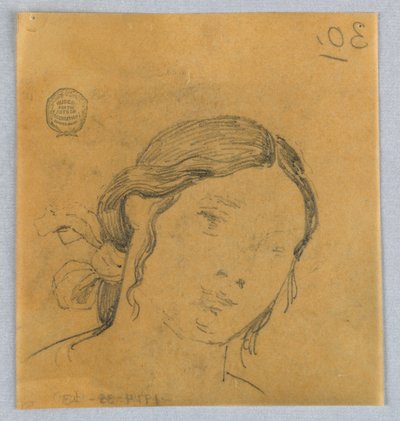 女性の頭のスケッチ 作： Francis Augustus Lathrop
