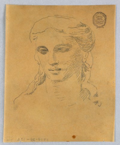 女性の頭のスケッチ 作： Francis Augustus Lathrop