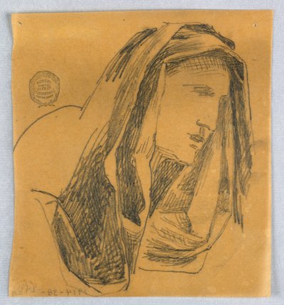 女性の頭のスケッチ 作： Francis Augustus Lathrop