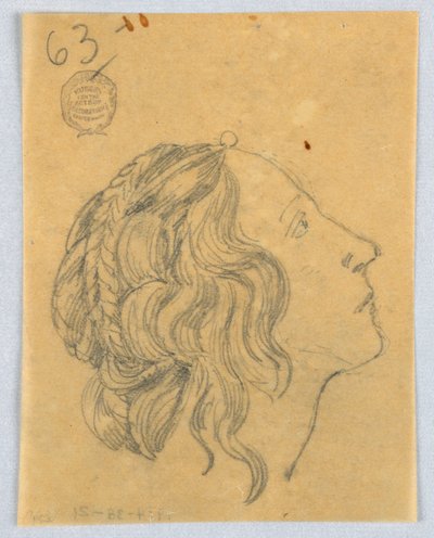 プロファイルの女性の頭のスケッチ 作： Francis Augustus Lathrop