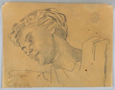女性の頭のスケッチ 作： Francis Augustus Lathrop