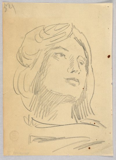 女性の頭のスケッチ 作： Francis Augustus Lathrop