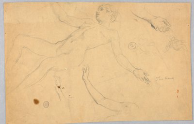 女性のヌードと手のスケッチ 作： Francis Augustus Lathrop