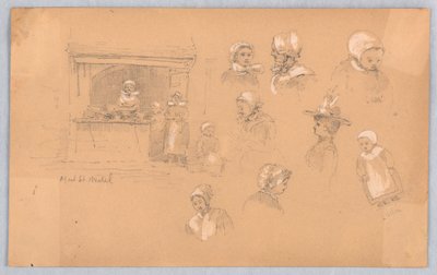 モン・サン・ミッシェルとヴィトレの町民のスケッチ 作： Francis Augustus Lathrop