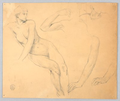 女性のヌードと腕のスケッチ 作： Francis Augustus Lathrop