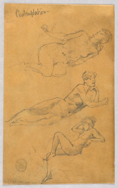 女性のヌードの 3 つのスケッチ 作： Francis Augustus Lathrop