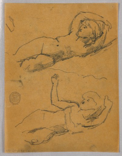 女性のヌードの 2 つのスケッチ 作： Francis Augustus Lathrop
