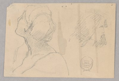 女性の頭の 2 つのスケッチ 作： Francis Augustus Lathrop