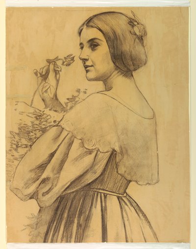 花を持つ女性 作： Francis Augustus Lathrop