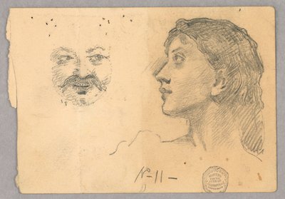 女性の頭と顔 作： Francis Augustus Lathrop