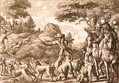 ヴァーツラフホラー、1671年に刻まれたうさぎ狩り 作： Francis Barlow