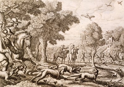 川でのカワウソの狩猟、ヴァーツラフホラー作、1671年 作： Francis Barlow