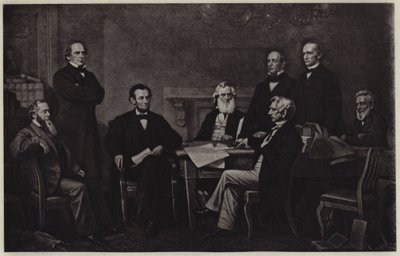 リンカーンの「奴隷解放宣言」の朗読（リトグラフ 作： Francis Bicknell (after) Carpenter