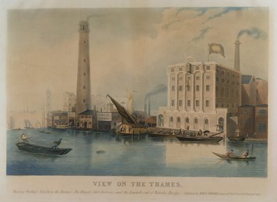 Godingの新しいLion Ale Brewery、Fowler&39;s Iron Works、Walker&39;s Shot Manufactory、Lambeth、1836（水色）のビュー 作： Francis Calcraft Turner