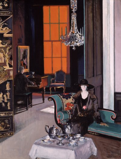 インテリアオレンジ色のブラインド 1928年頃（油彩・キャンバス） 作： Francis Campbell Boileau Cadell