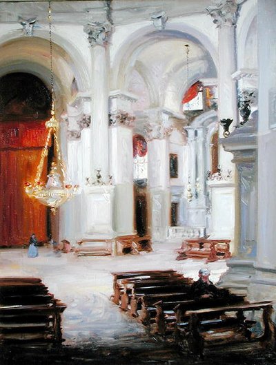 ヴェネツィア、サルーテの内部（油彩・キャンバス） 作： Francis Campbell Boileau Cadell