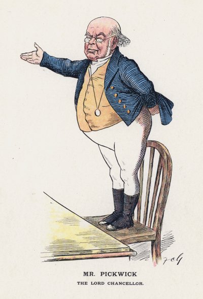 Mr.Pickwick, The Lord Chancellor (カラーリトグラフ) 作： Francis Carruthers Gould