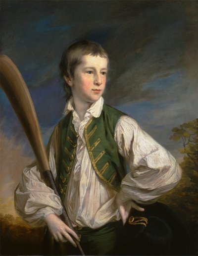 少年時代のチャールズ・コリヤー、クリケットのバットを持って 作： Francis Cotes