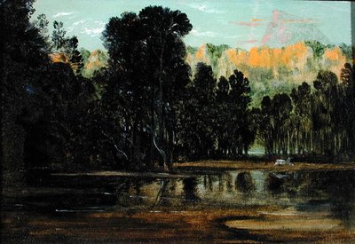 夕暮れの森の風景」（油彩・紙・キャンバス） 作： Francis Danby