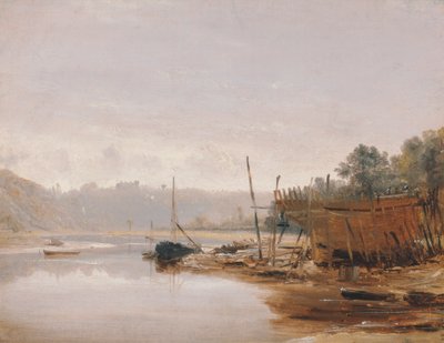ブルターニュ、ディナン近郊のボート ビルディング 作： Francis Danby