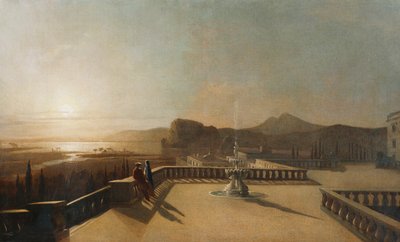 月明かりに照らされたテラスの人物 作： Francis Danby