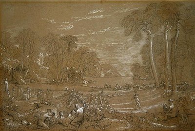 黄金時代の習作（紙に鉛筆とチョーク） 作： Francis Danby
