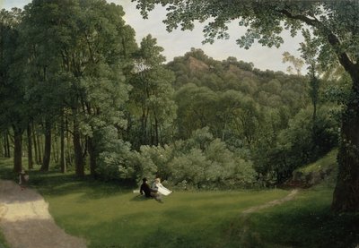 ブレイズキャッスルウッズの眺め（パネルに油彩） 作： Francis Danby