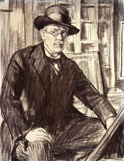 自画像（紙に木炭） 作： Francis Dodd