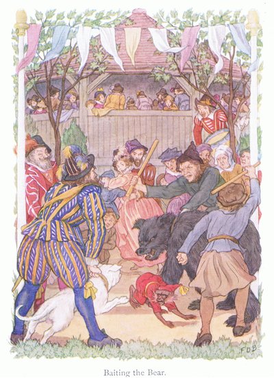 熊の餌付け（カラーリトグラフ） 作： Francis Donkin Bedford