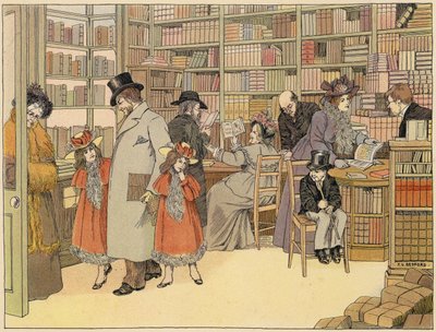 ベッドフォード・ブック・オブ・ショップ書店（カラーリトグラフ） 作： Francis Donkin Bedford