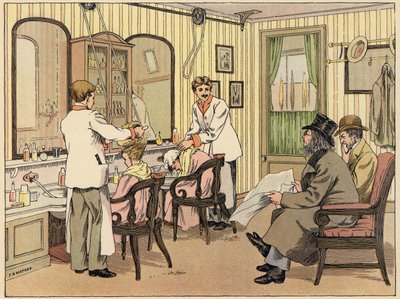 ベッドフォード・ブック・オブ・ショップ散髪屋（カラーリトグラフ） 作： Francis Donkin Bedford