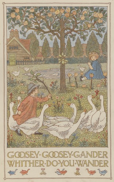 Goosey goosey gander Where do you wander（カラーリトグラフ） 作： Francis Donkin Bedford