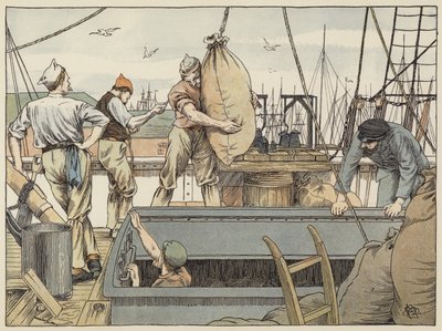 港湾労働者（カラーリトグラフ） 作： Francis Donkin Bedford