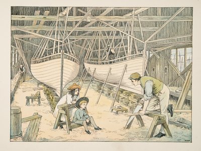 The Shipbuilder, from Four and Twenty Toilers, pub.1900年（カラーリトグラフ） 作： Francis Donkin Bedford
