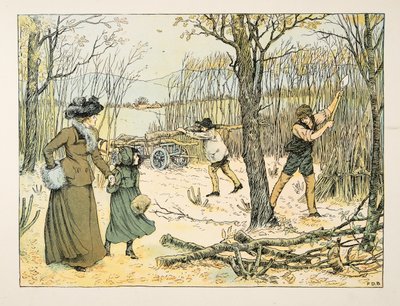 木こり」（『4人と20人の労働者』より）。1900年（カラーリトグラフ） 作： Francis Donkin Bedford