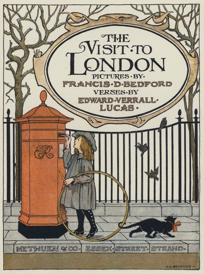 ロンドン訪問』のタイトル・ページ・イラスト（カラーリトグラフ） 作： Francis Donkin Bedford
