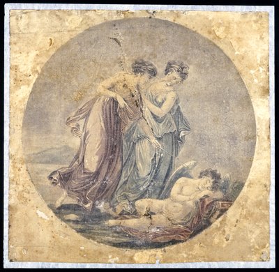 ベンジャミンウェスト（1738-1820）1778-81（機械絵画）による絵画の後の優美の目覚めキューピッド 作： Francis Eginton