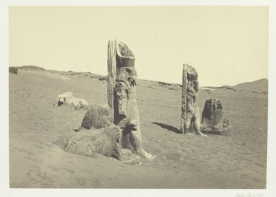 1857 年、ヌビアのワディ サブアにある巨像とスフィンクス。 作： Francis Frith