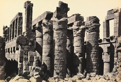 「エジプト・パレスチナ」：エジプト・カルナックのアモン・ラー大神殿の大列柱室の遺跡 作： Francis Frith